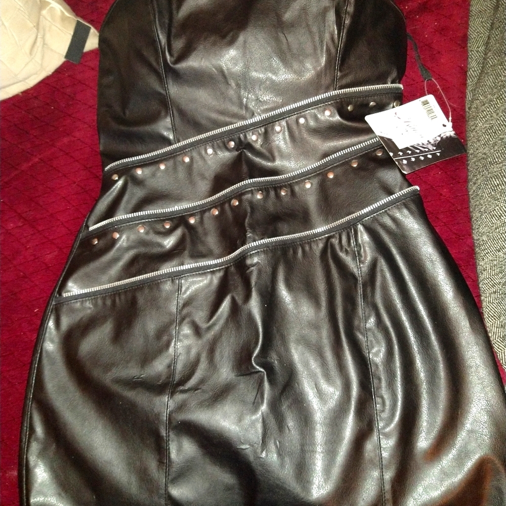 Sz sm Leather dress by Kitten